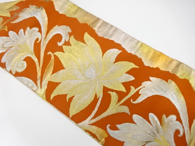 JAPANESE KIMONO / ANTIQUE NAGOYA OBI / SILK / WOVEN FLORAL SARASA